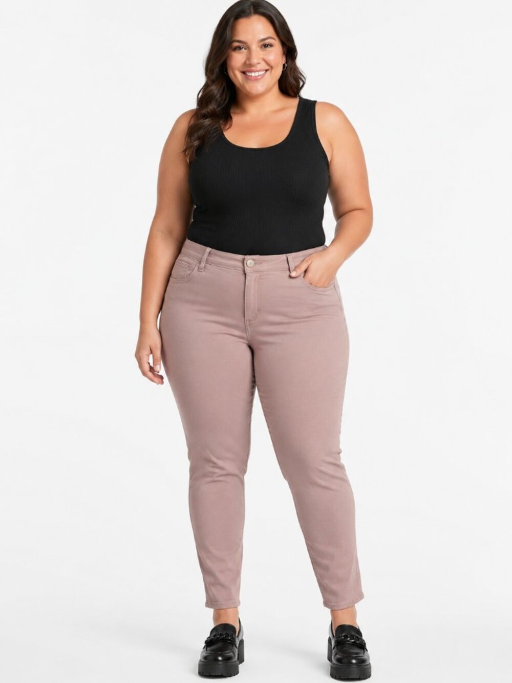 Democracy Ab Technology High Rise Cropped Skinny Cotton Jeans Dusty Rose Size 16